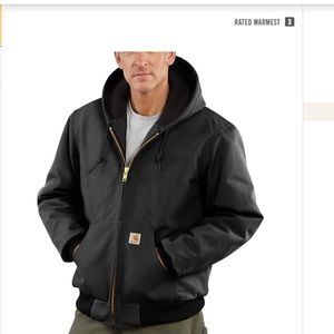 Men's Carhartt Firm Duck Insulated Flannel Lined Black Hoodie Jacket NWT…